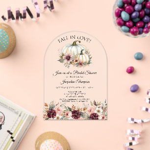 Herfst in Liefde Roos Floral Bourgondië Vrijgezell Acryl Uitnodigingen