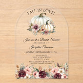 Herfst in Liefde Roos Floral Bourgondië Vrijgezell Acryl Uitnodigingen (Voorkant)