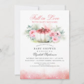 Herfst in Liefde Roos Goud Glitter Pompoen Baby sh Kaart (Voorkant)