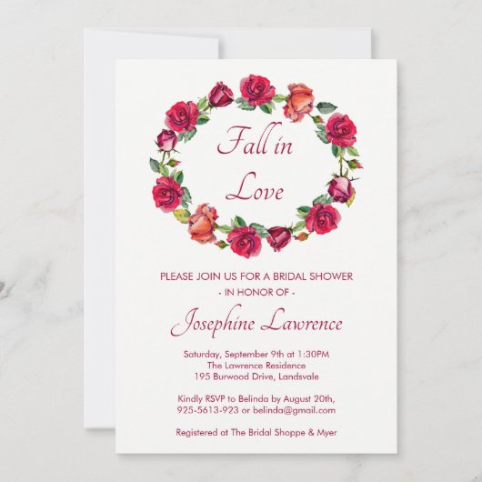 Herfst In Liefde Roos krans Bloemen Vrijgezellenfe Kaart (Voorkant)