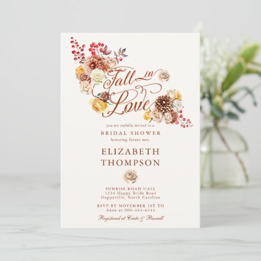 Herfst in Liefde Roos Mum Bloementuin Vrijgezellen Kaart (Staand voorkant)