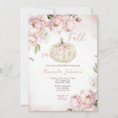 Herfst in Liefde Roze Bloemen Pompoen Vrijgezellen Kaart (Voorkant)