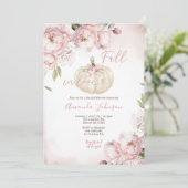 Herfst in Liefde Roze Bloemen Pompoen Vrijgezellen Kaart (Staand voorkant)