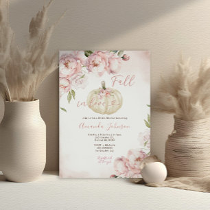 Herfst in Liefde Roze Bloemen Pompoen Vrijgezellen Kaart