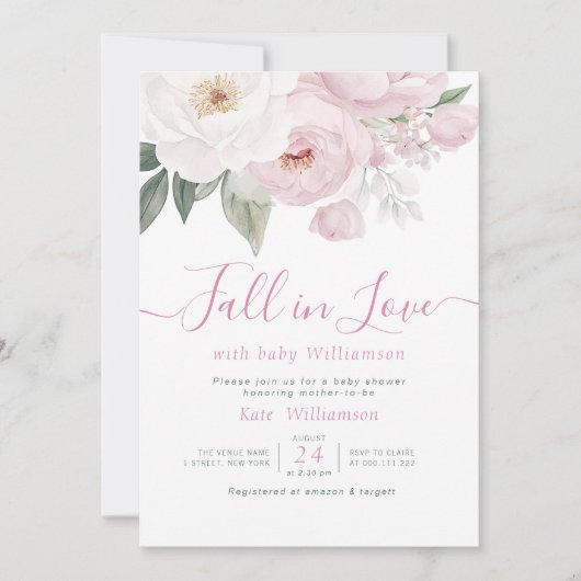 Herfst in liefde roze bloemenbaby shower kaart (Voorkant)