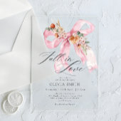 Herfst in Liefde Roze Bow Bloemen Baby shower Acryl Uitnodigingen