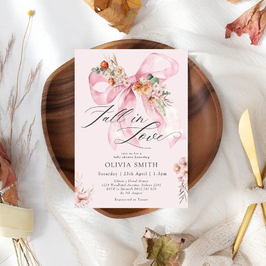 Herfst in Liefde Roze Bow Bloemen Baby shower Kaart