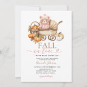 Herfst in Liefde Roze Meisje Gingham Beer Baby sho Kaart (Voorkant)