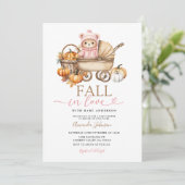 Herfst in Liefde Roze Meisje Gingham Beer Baby sho Kaart (Staand voorkant)