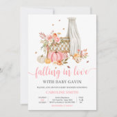 Herfst in liefde roze pompoen Baby shower Kaart (Voorkant)