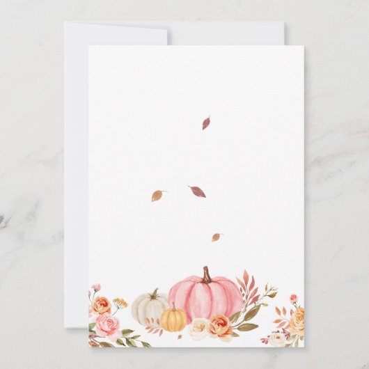 Herfst in liefde roze pompoen Baby shower Kaart (Achterkant)