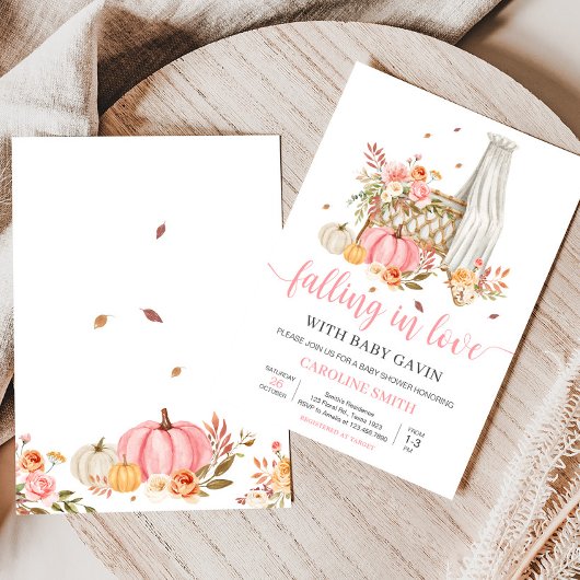 Herfst in liefde roze pompoen Baby shower Kaart