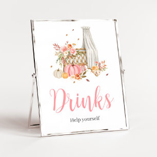 Herfst In Liefde Roze Pompoen Drinken Baby shower Poster