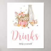 Herfst In Liefde Roze Pompoen Drinken Baby shower Poster (Voorkant)