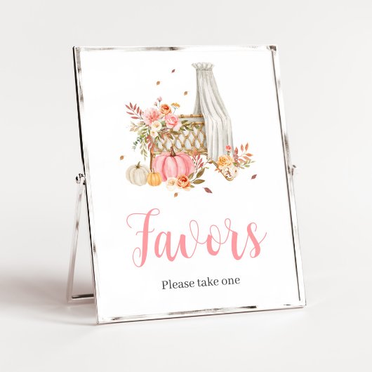 Herfst In Liefde Roze Pompoen Favors Baby shower Poster