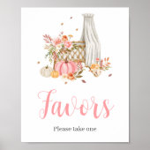 Herfst In Liefde Roze Pompoen Favors Baby shower Poster (Voorkant)