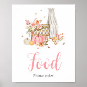 Herfst In Liefde Roze Pompoen Voedsel Baby shower Poster (Voorkant)
