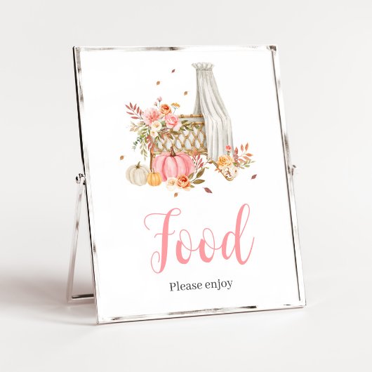 Herfst In Liefde Roze Pompoen Voedsel Baby shower Poster