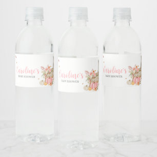 Herfst in liefde roze pompoen waterfles etiket