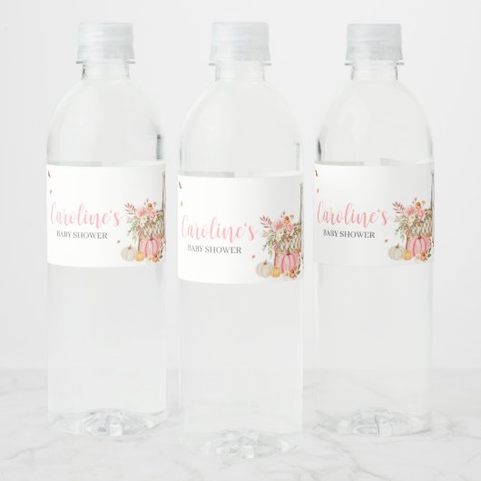 Herfst in liefde roze pompoen waterfles etiket (Flessen)