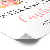 Herfst in liefde roze pompoen welkom Baby shower Poster (Hoek)