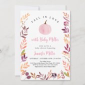 Herfst in liefde roze pompoenblad Baby shower Kaart (Voorkant)