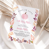 Herfst in liefde roze pompoenblad Baby shower Kaart