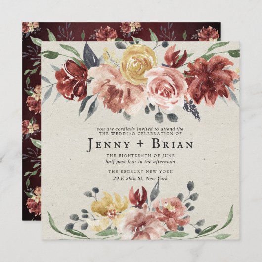 Herfst in Liefde | Rustic Bloom Square Wedding (Voorkant / Achterkant)