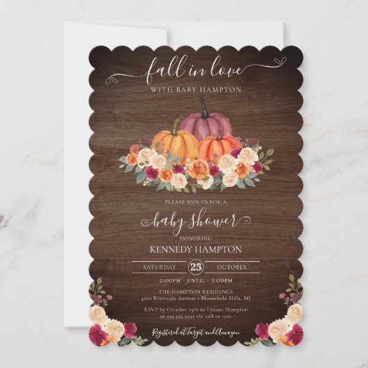 Herfst in liefde - Rustic Pumpkin Autumn Baby show Kaart (Voorkant)