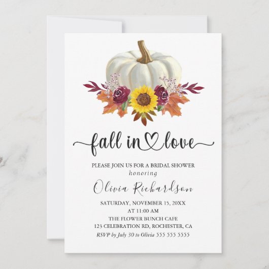 Herfst in Liefde Rustiek Bloemen Pompoen Vrijgezel Kaart (Voorkant)