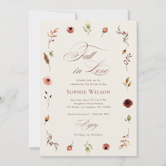 Herfst in Liefde Rustiek Boho Wildflowers Vrijgeze Kaart (Voorkant)