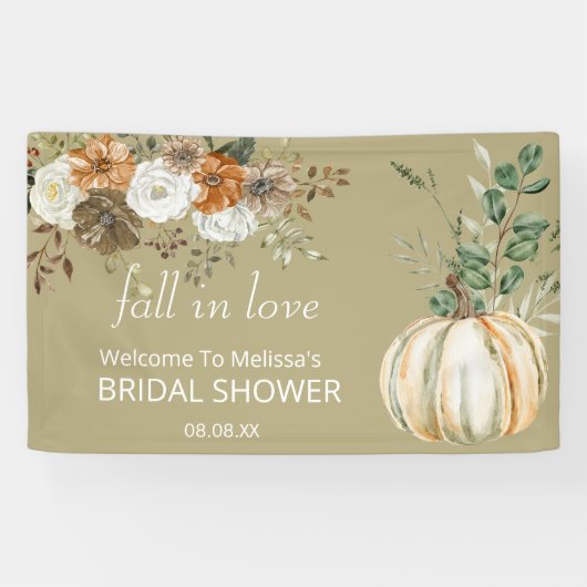 herfst in liefde rustiek bruin bloemengroen spandoek (Horizontaal)