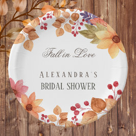 Herfst in Liefde Rustiek Chic Herfst Vrijgezellenf Papieren Bordje