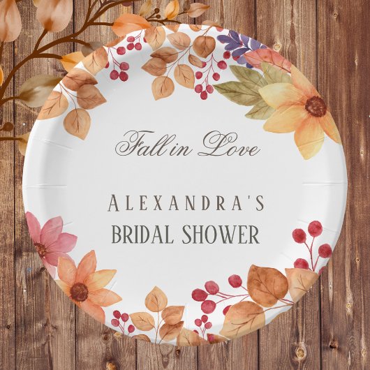 Herfst in Liefde Rustiek Chic Herfst Vrijgezellenf Papieren Bordje