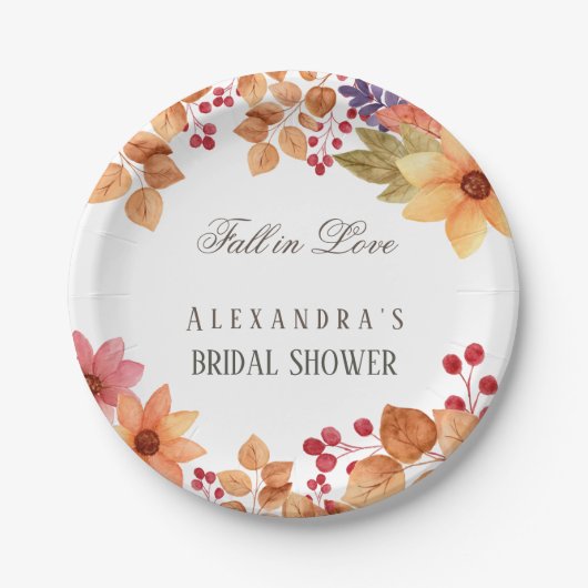Herfst in Liefde Rustiek Chic Herfst Vrijgezellenf Papieren Bordje (Voorkant)