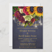 Herfst in liefde rustiek chique bloemenmarine verl kaart (Voorkant)