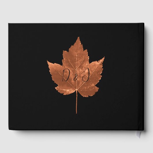 Herfst in liefde rustiek koperbruin zwart esdoornb gastenboek (Achterkant)