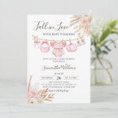 Herfst in Liefde Rustiek Roze Pompoen Baby shower Kaart (Staand voorkant)