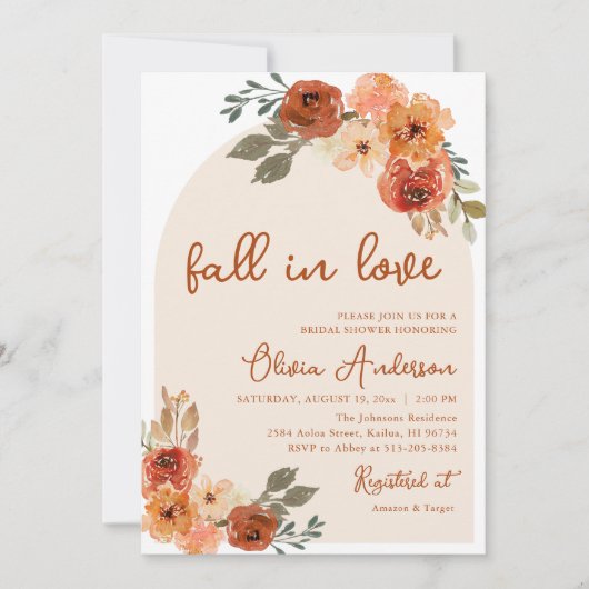 Herfst in Liefde Rustiek Sinaasappel Herfst Vrijge Kaart (Voorkant)