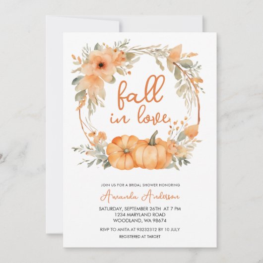 Herfst in Liefde Rustiek Sinaasappel Pompoen Vrijg Kaart (Voorkant)