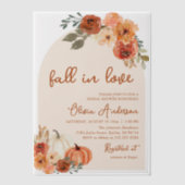 Herfst in Liefde Rustiek Sinaasappel Pompoen Vrijg Vellum Uitnodigingen (Voorkant)