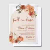 Herfst in Liefde Rustiek Sinaasappel Pompoen Vrijg Vellum Uitnodigingen (Offset)