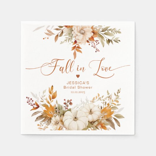 Herfst in liefde rustiek vrijgezellenfeest servet (Voorkant)