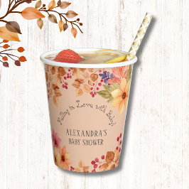 Herfst in Liefde Rustieke Bloemen Herfst Baby show Papieren Bekers