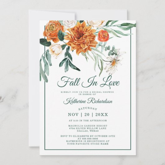 Herfst in liefde rustieke bloemenherfst Vrijgezell Kaart (Voorkant)