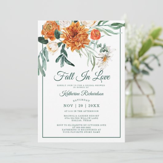 Herfst in liefde rustieke bloemenherfst Vrijgezell Kaart (Staand voorkant)