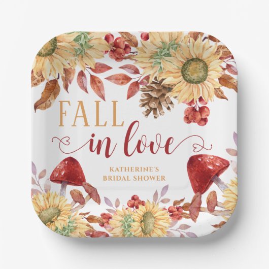 Herfst in liefde rustieke bloemenherfst Vrijgezell Papieren Bordje (Voorkant)