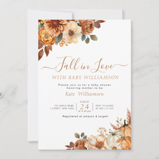 Herfst in liefde rustieke bloemenuitnodiging baby kaart (Voorkant)