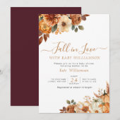 Herfst in liefde rustieke bloemenuitnodiging baby kaart (Voorkant / Achterkant)