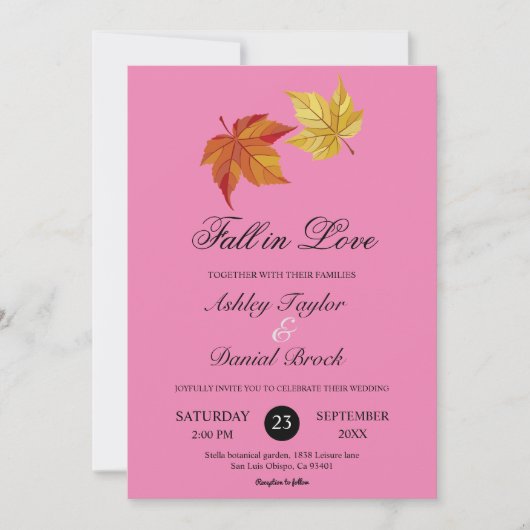 Herfst in liefde rustieke blush roze boho herfstbr kaart (Voorkant)